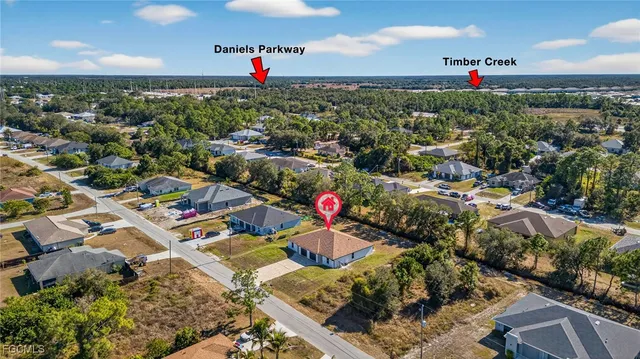 an aerial view of a house