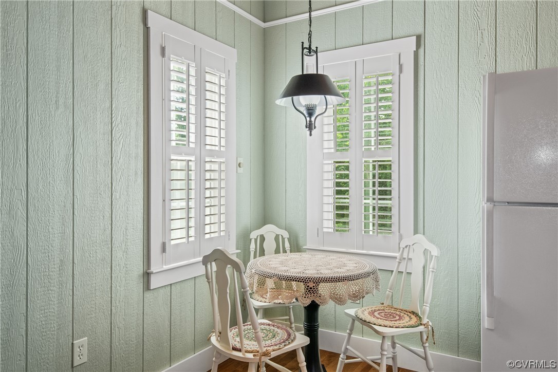 858 Chapel Road New Canton, VA 23123 - Photo 21 of 48 a view of a dining room with furniture window and outside view