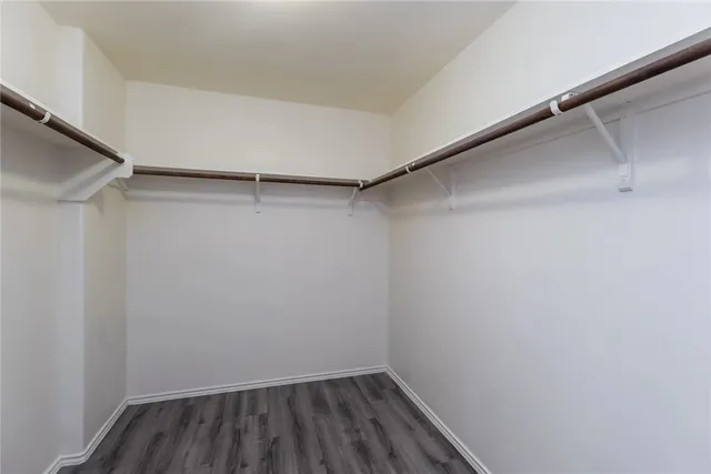 a view of a room with racks on the wall