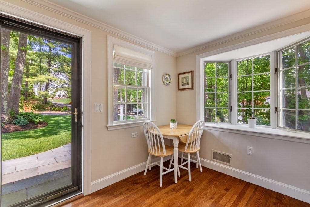 10 Sturbridge Road Wellesley, MA 02481 - Photo 14 of 34 a dining room with wooden floor windows and outdoor view