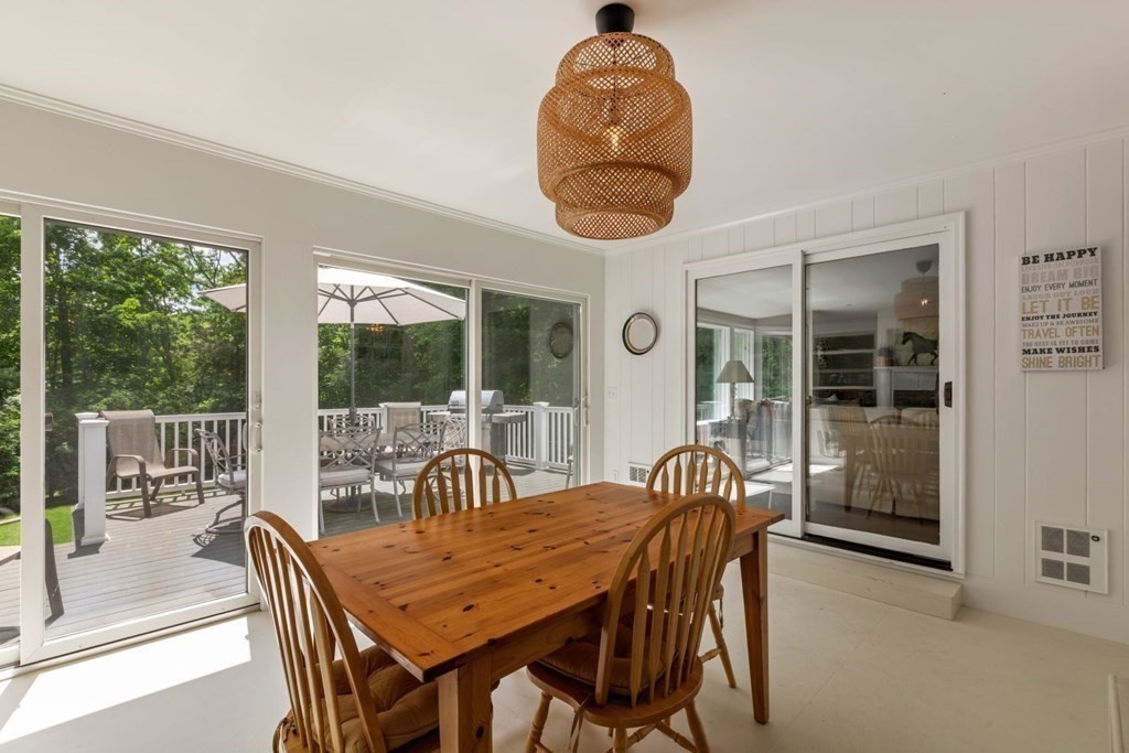 10 Sturbridge Road Wellesley, MA 02481 - Photo 18 of 34 a dining room with furniture a chandelier and glass door