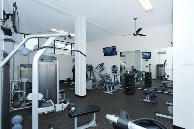 a view of a room with gym equipment
