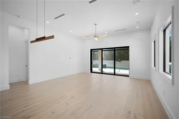 a view of kitchen with wooden floor