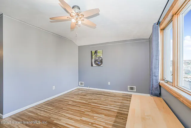 a view of a room with a window