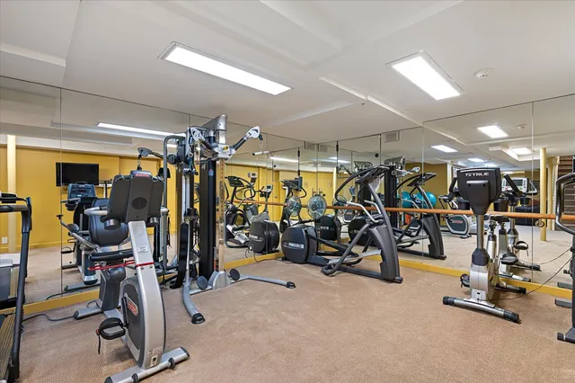 a view of a room with gym equipment