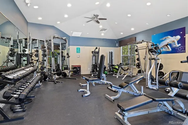 a view of a room with gym equipment