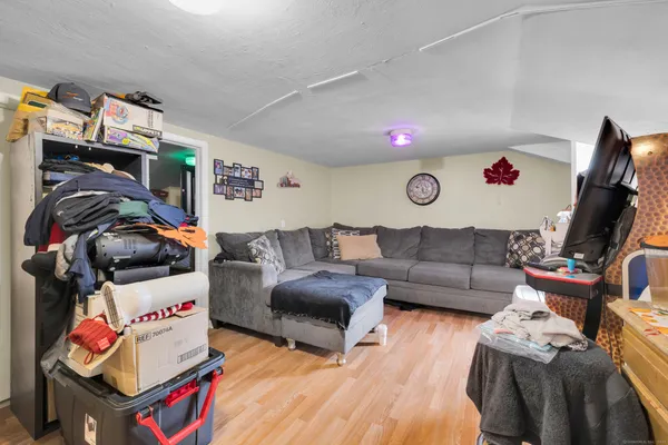 a living room with furniture and a couch