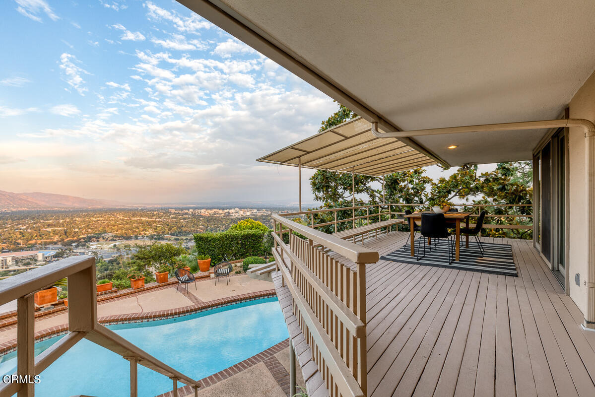 775 Panorama Place Pasadena, CA 91105 - Photo 41 of 62 a view of a balcony with wooden floor and outdoor seating