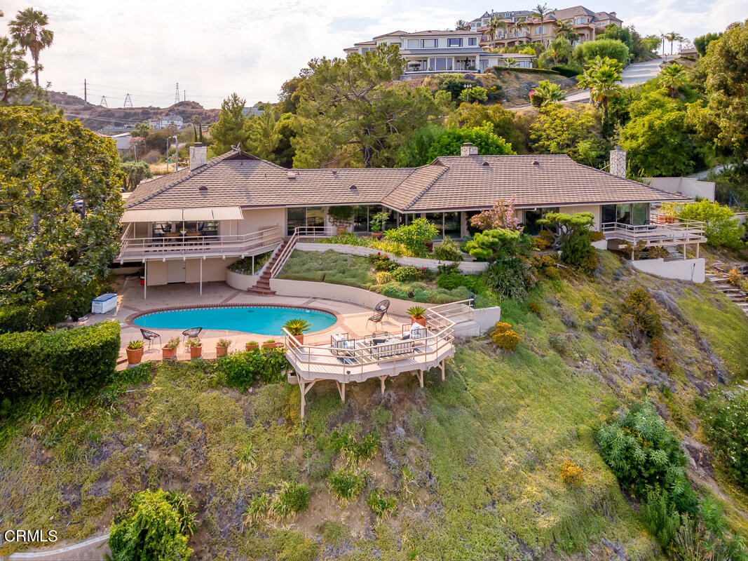 775 Panorama Place Pasadena, CA 91105 - Photo 58 of 62 an aerial view of a house with swimming pool garden and patio