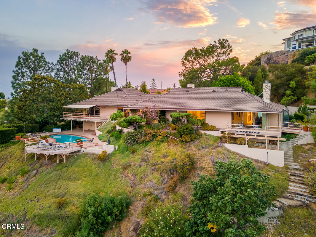 775 Panorama Place Pasadena, CA 91105 - Photo 59 of 62 an aerial view of a house with swimming pool garden and patio