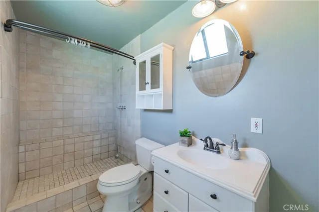 a bathroom with a sink toilet and a mirror