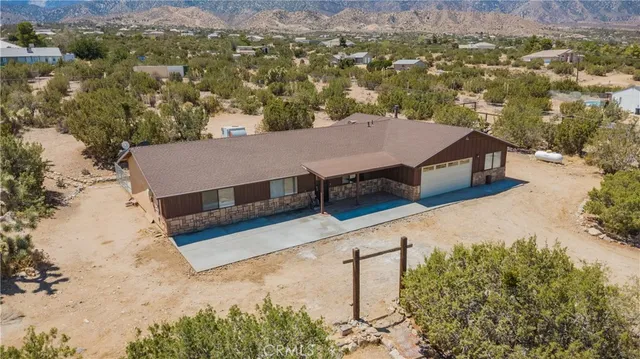 a view of a terrace with a mountain