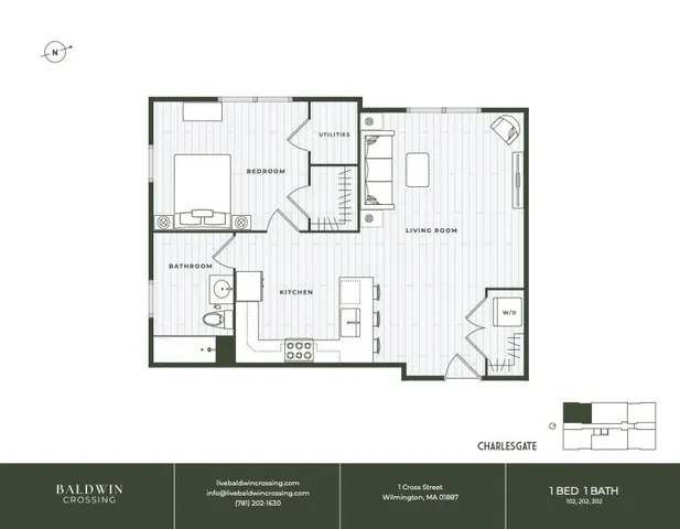 $530,130 | 7 Cross Street, Unit 202, Wilmington, MA 01887