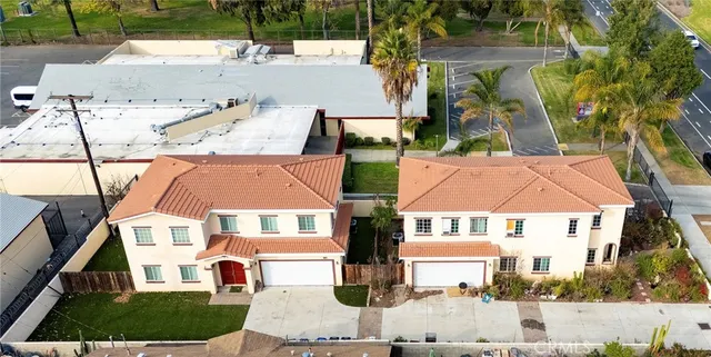 an aerial view of multiple houses