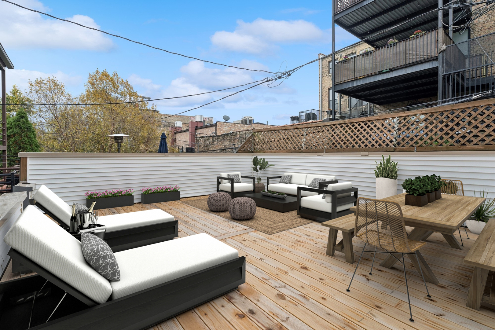 1372 North Dean Street, Unit 1 Chicago, IL 60622 - Photo 20 of 26 a view of a roof deck with table and chairs