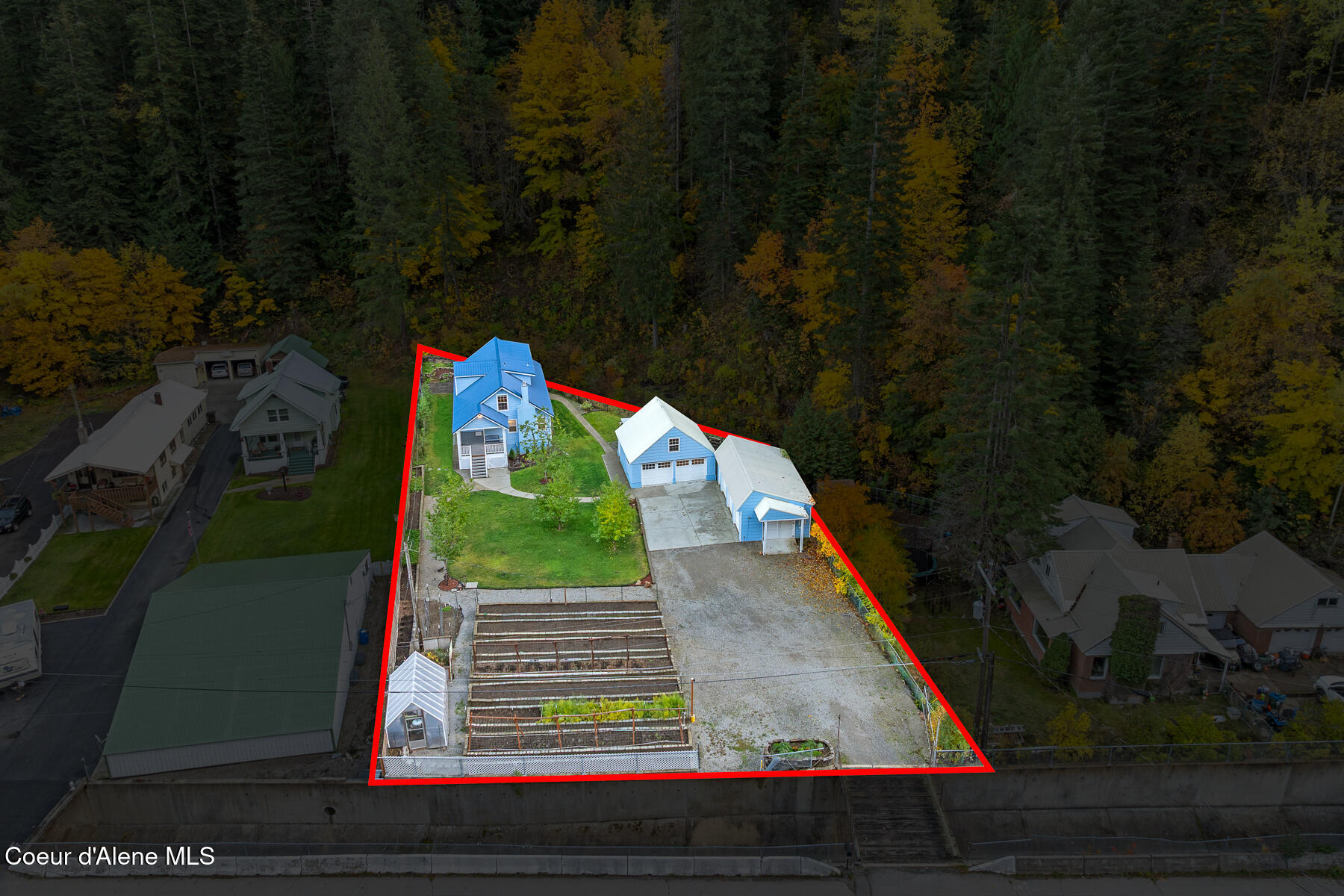 191 King Street Wallace, ID 83873 - Photo 53 of 61 Aerial_191PlacerCreekRd-3_Outlined