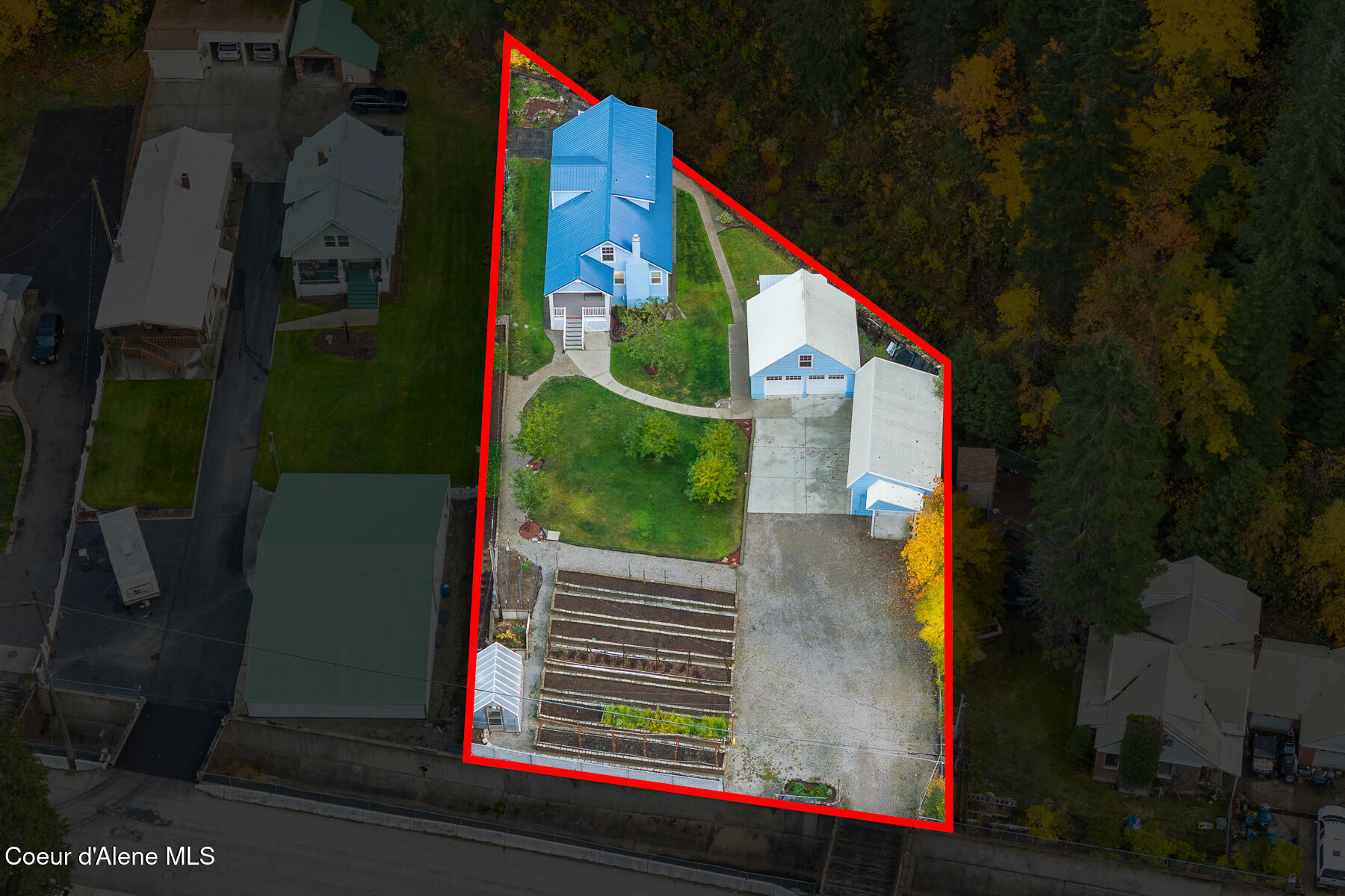 191 King Street Wallace, ID 83873 - Photo 55 of 61 Aerial_191PlacerCreekRd-4_Outlined