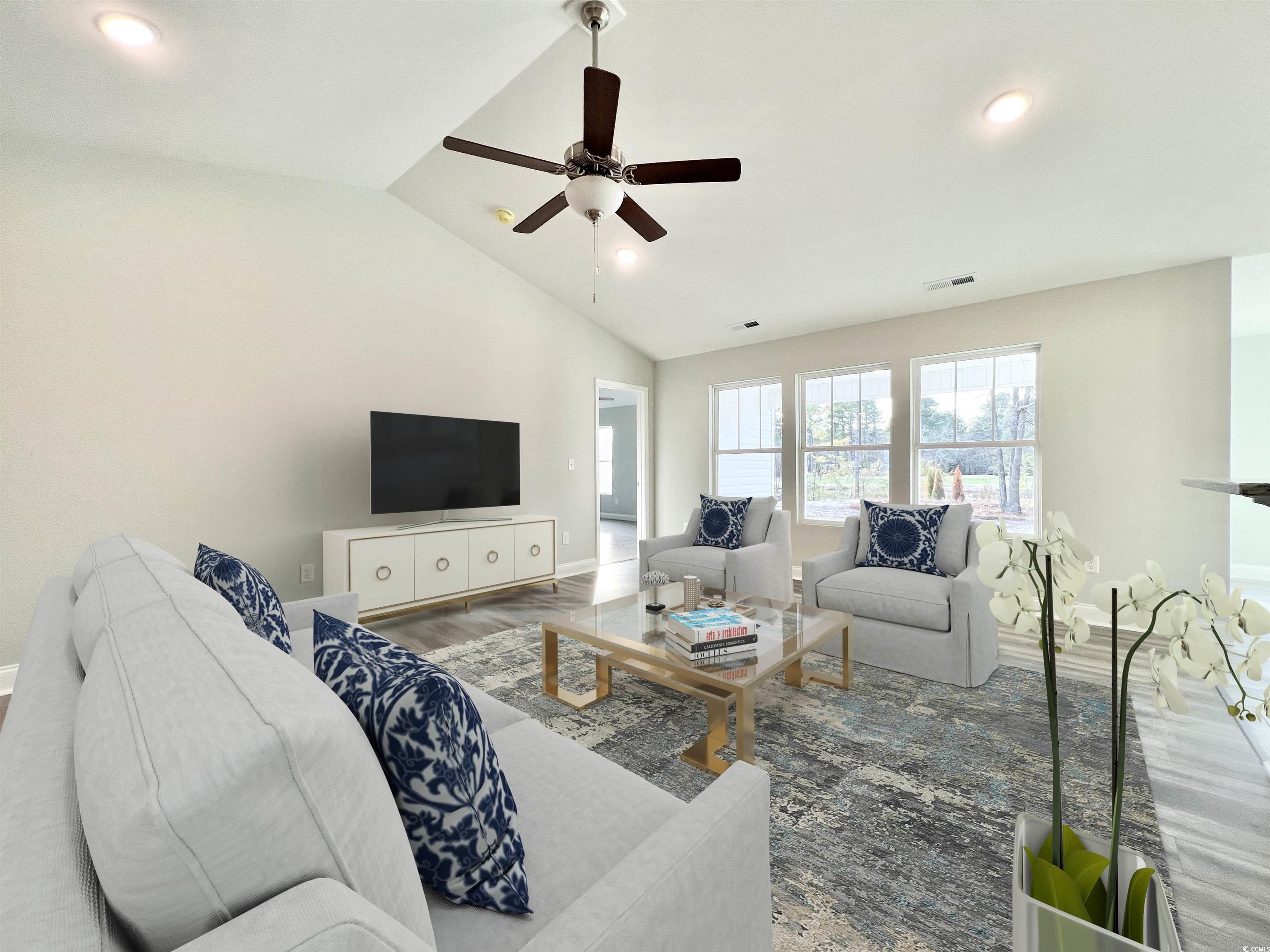 1424 Nathan Drive Loris, SC 29569 - Photo 2 of 30 Living room with ceiling fan, wood-type flooring,
