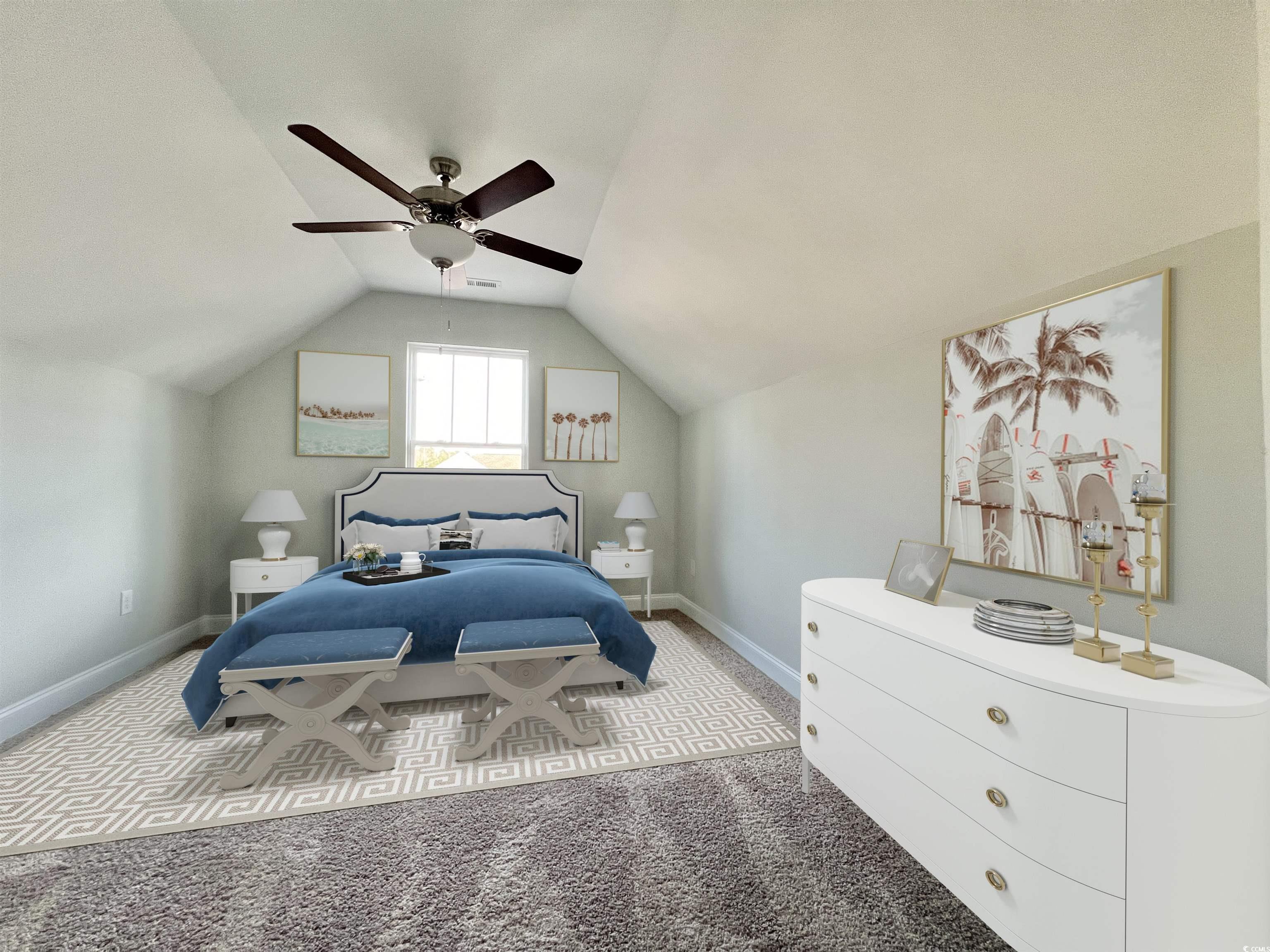 1424 Nathan Drive Loris, SC 29569 - Photo 9 of 30 Bedroom featuring ceiling fan, lofted ceiling, and