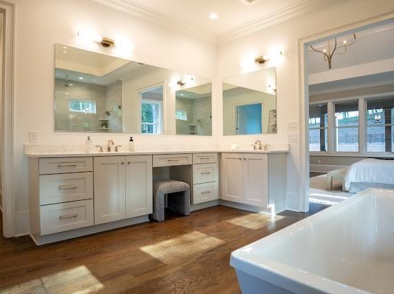 Undisclosed Address Athens, GA 30607 - Photo 38 of 85 a spacious bathroom with a double vanity sink a mirror and a bathtub