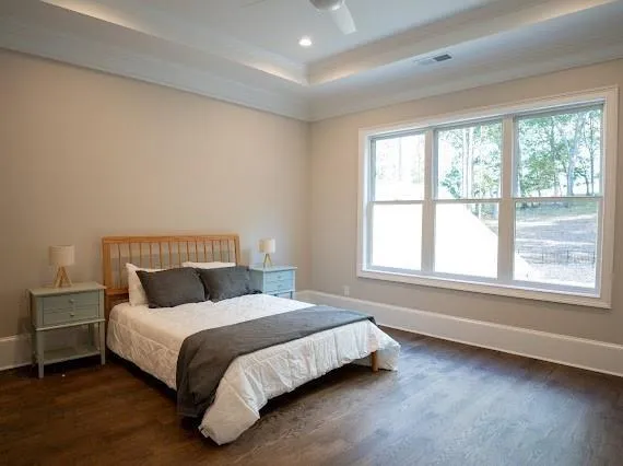 a bathroom with a bathtub and shower