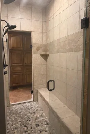 a bathroom with a shower