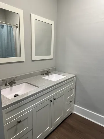 a sink with a mirror
