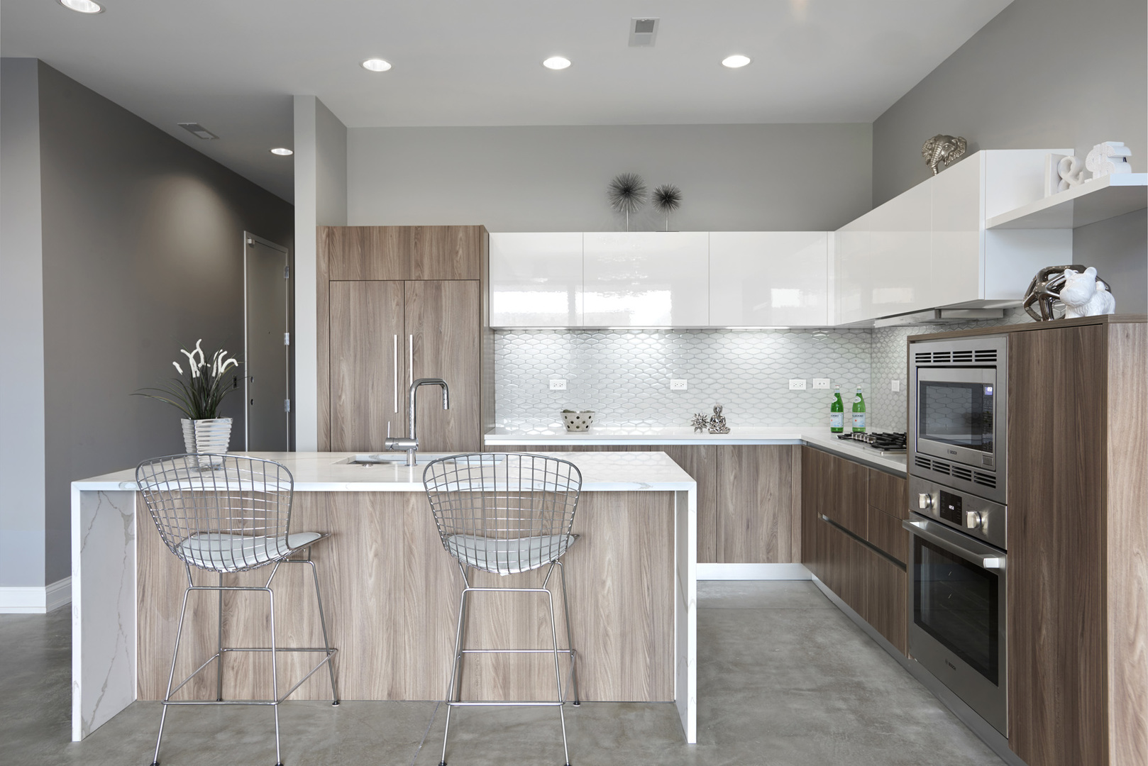 Undisclosed Address Chicago, IL 60622 - Photo 7 of 24 a kitchen with kitchen island cabinets and refrigerator