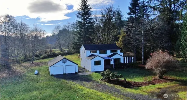 an aerial view of a house
