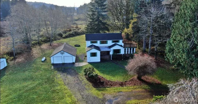 an aerial view of a house