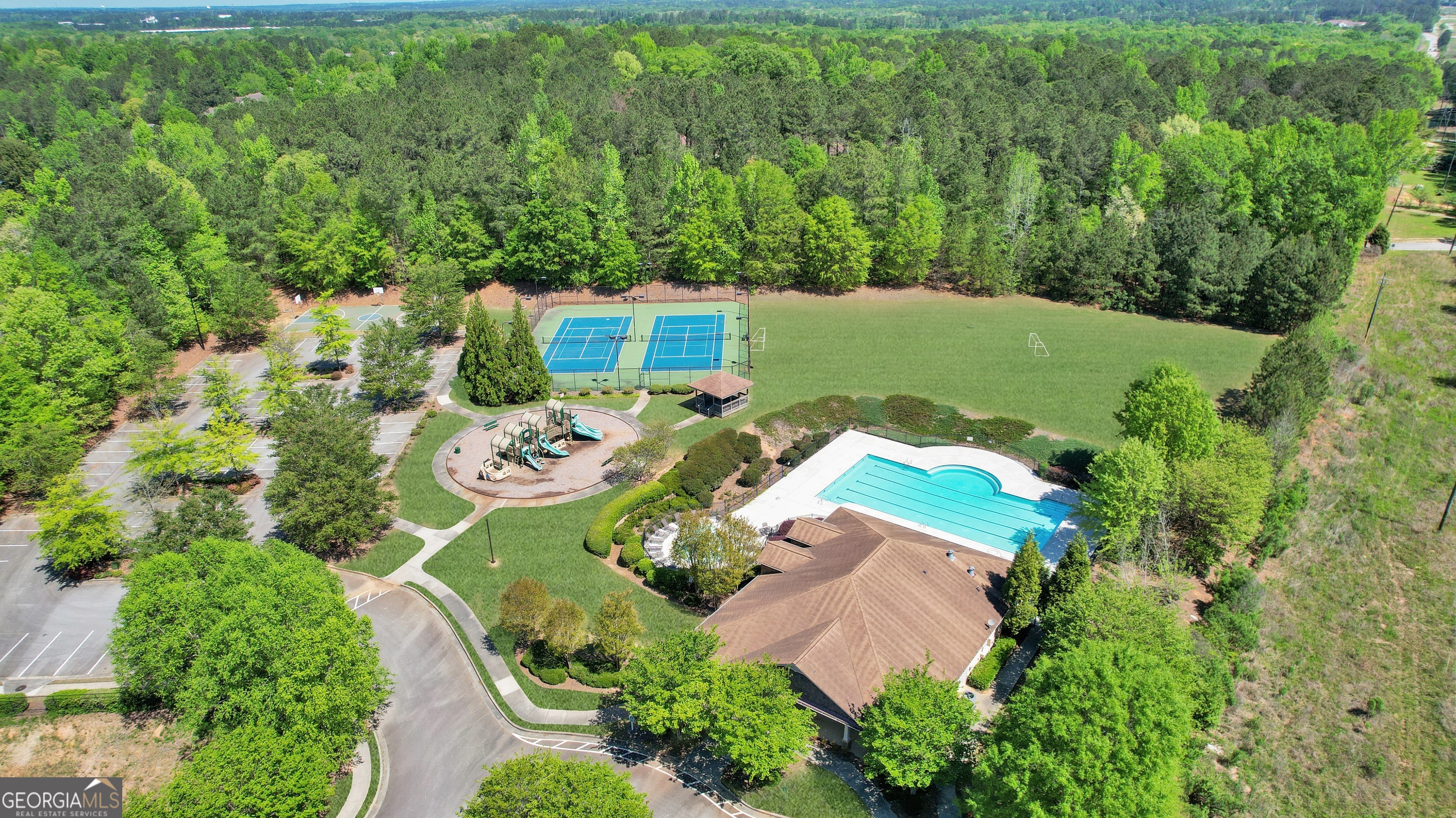 170 Savannah Drive Senoia, GA 30276 - Photo 51 of 60 an aerial view of a house with a garden