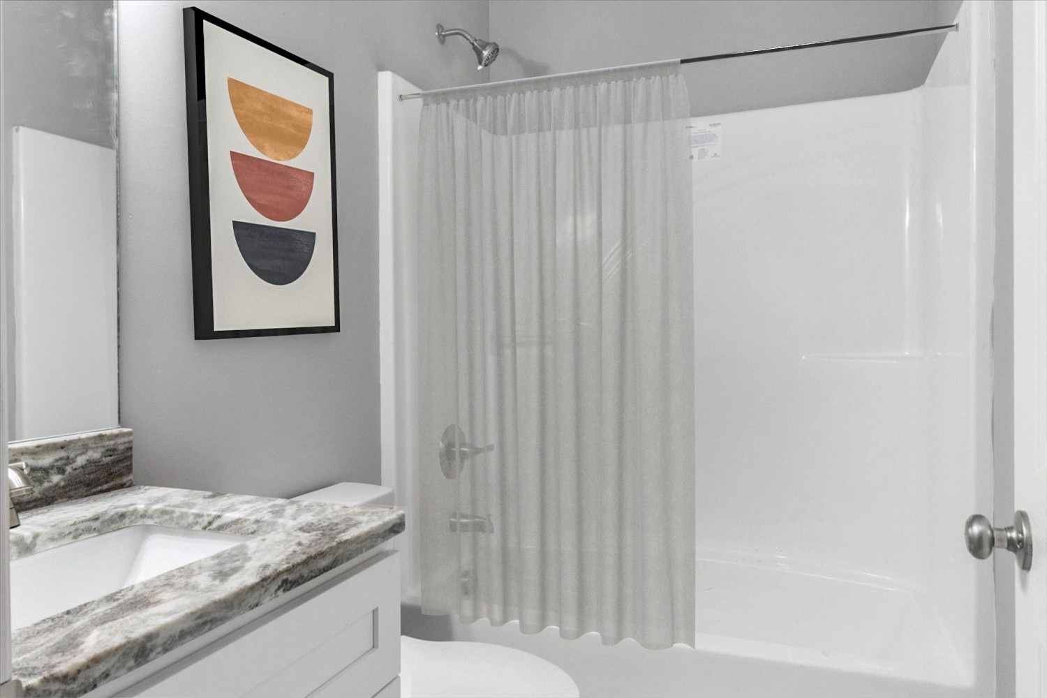 206 Daley Street Summertown, TN 38483 - Photo 12 of 16 a bathroom with a granite countertop sink and a mirror