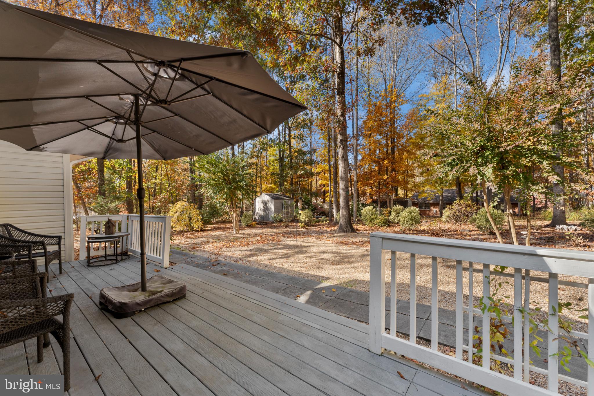 214 Monument Road Locust Grove, VA 22508 - Photo 14 of 48 Serene deck with autumn foliage backdrop.