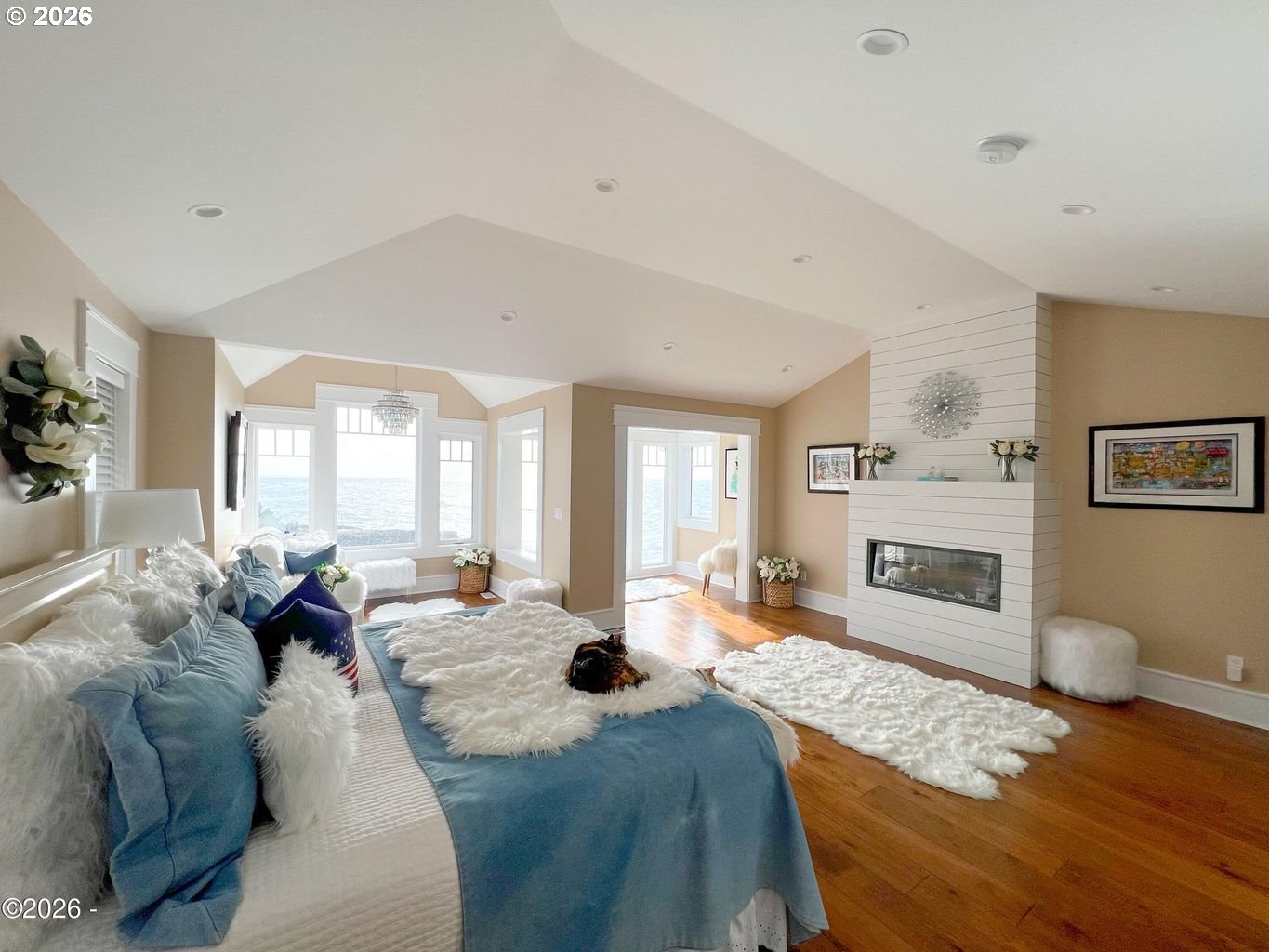 520 Cove Point Depoe Bay, OR 97341 - Photo 13 of 43 a living room with fireplace furniture and a large window