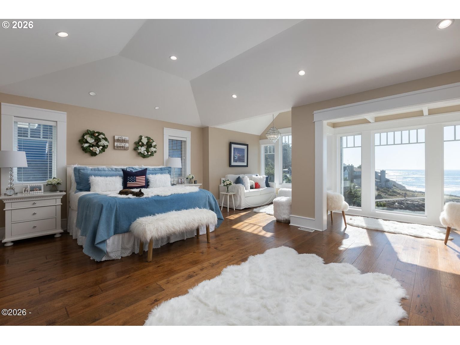 520 Cove Point Depoe Bay, OR 97341 - Photo 14 of 43 a bedroom with furniture and a large window