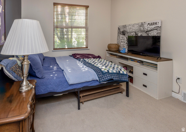 11751 Lake Run Road South Jordan, UT 84009 - Photo 29 of 38 Bedroom featuring neutral-toned carpet flooring and a window with wood-finish blinds