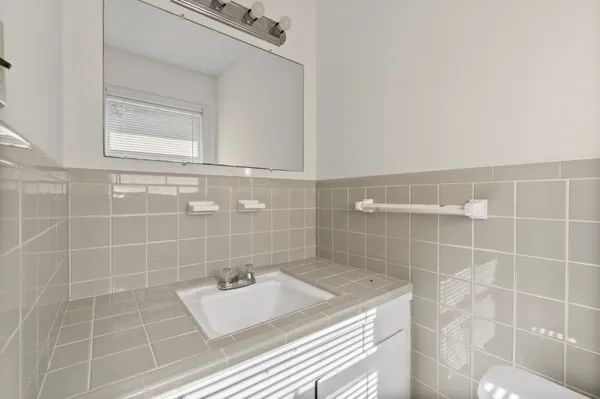 a bathroom with a bathtub
