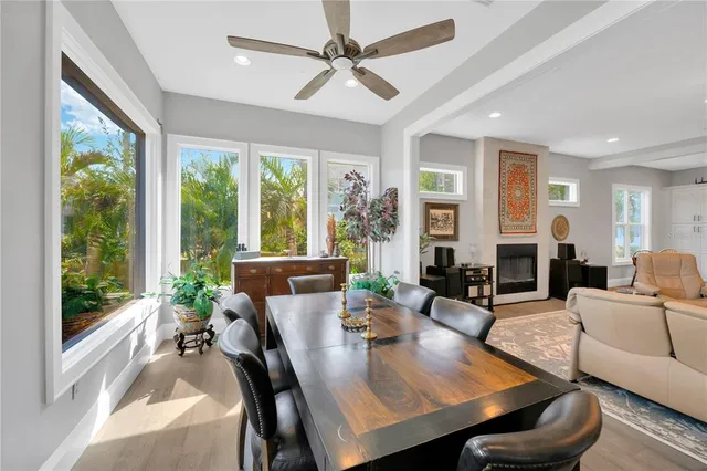 a view of a yard with a small pool