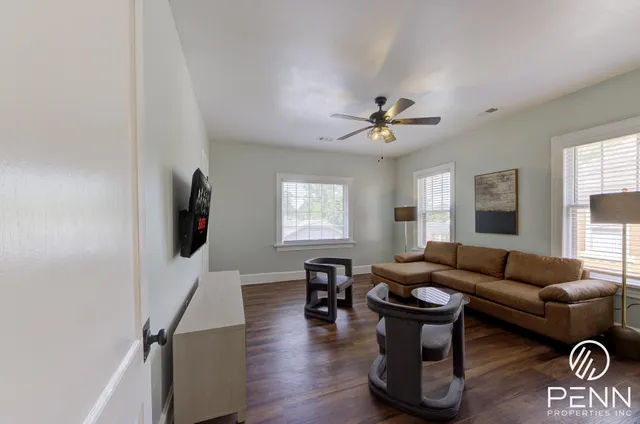 a bathroom with a sink vanity and a mirror