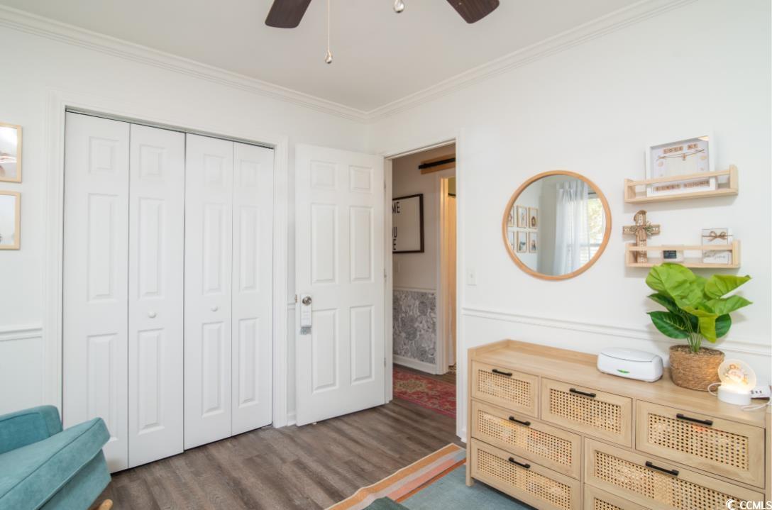 467 Harrelson Road Georgetown, SC 29440 - Photo 14 of 40 Bedroom with ceiling fan, dark hardwood / wood-sty