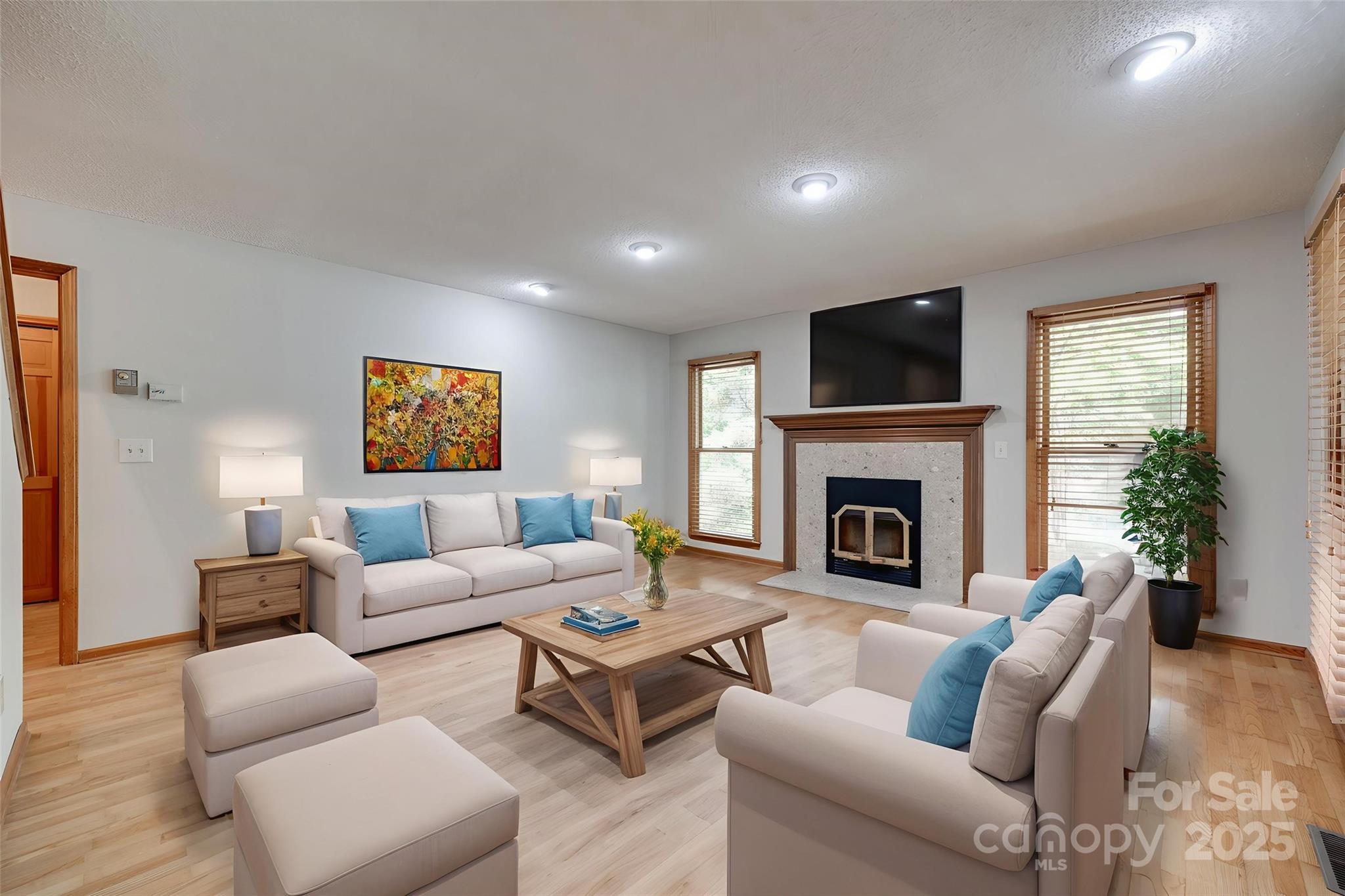 25056 Timberlake Drive Fort Mill, SC 29708 - Photo 2 of 37 a living room with furniture a fireplace and a flat screen tv