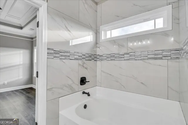 a bathroom with a tub