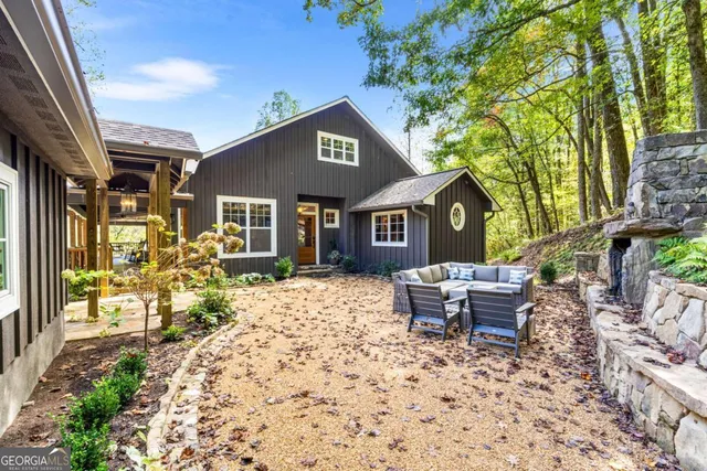 a view of a balcony with wooden floor