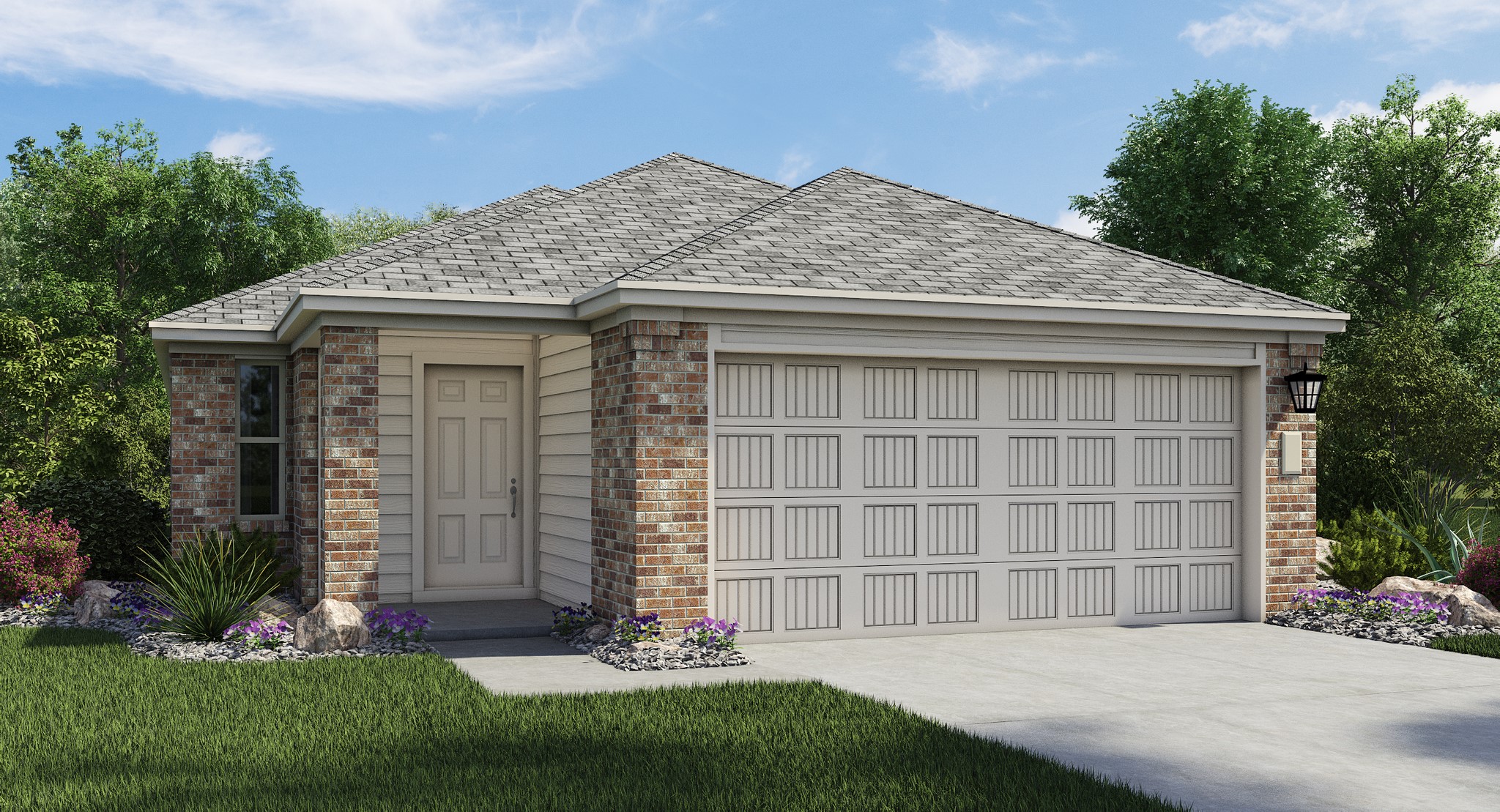 1409 Roaming Oak Bend Georgetown, TX 78628 - Photo 1 of 1 a front view of a house with a garden and yard