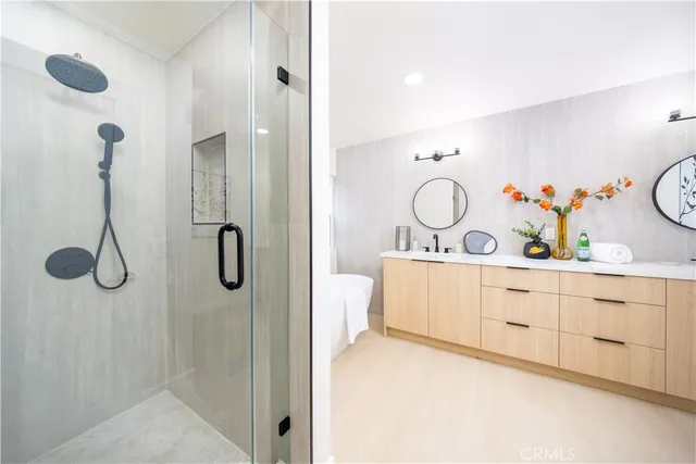 a view of a garden with a patio