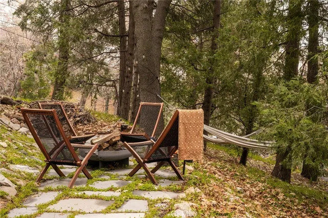 a view of a yard with a tree