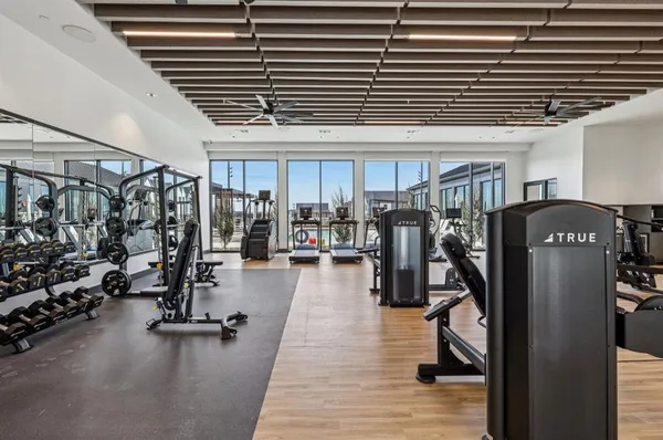 a view of a room with gym equipment