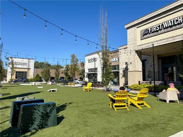 a bench is sitting in middle of a building