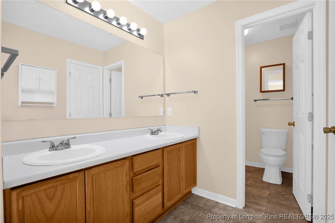 101 2 Hours Court Raeford, NC 28376 - Photo 22 of 30 a bathroom with a sink a toilet and a mirror