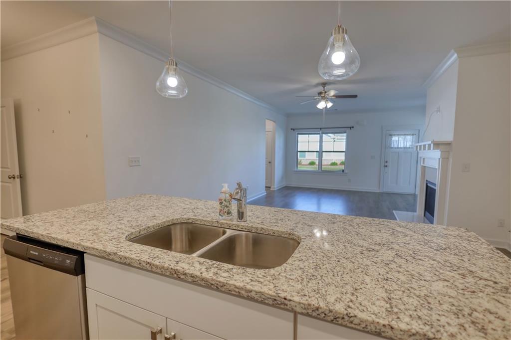 2929 Rambler Drive Loganville, GA 30052 - Photo 18 of 49 a kitchen with a sink granite counter tops and a window